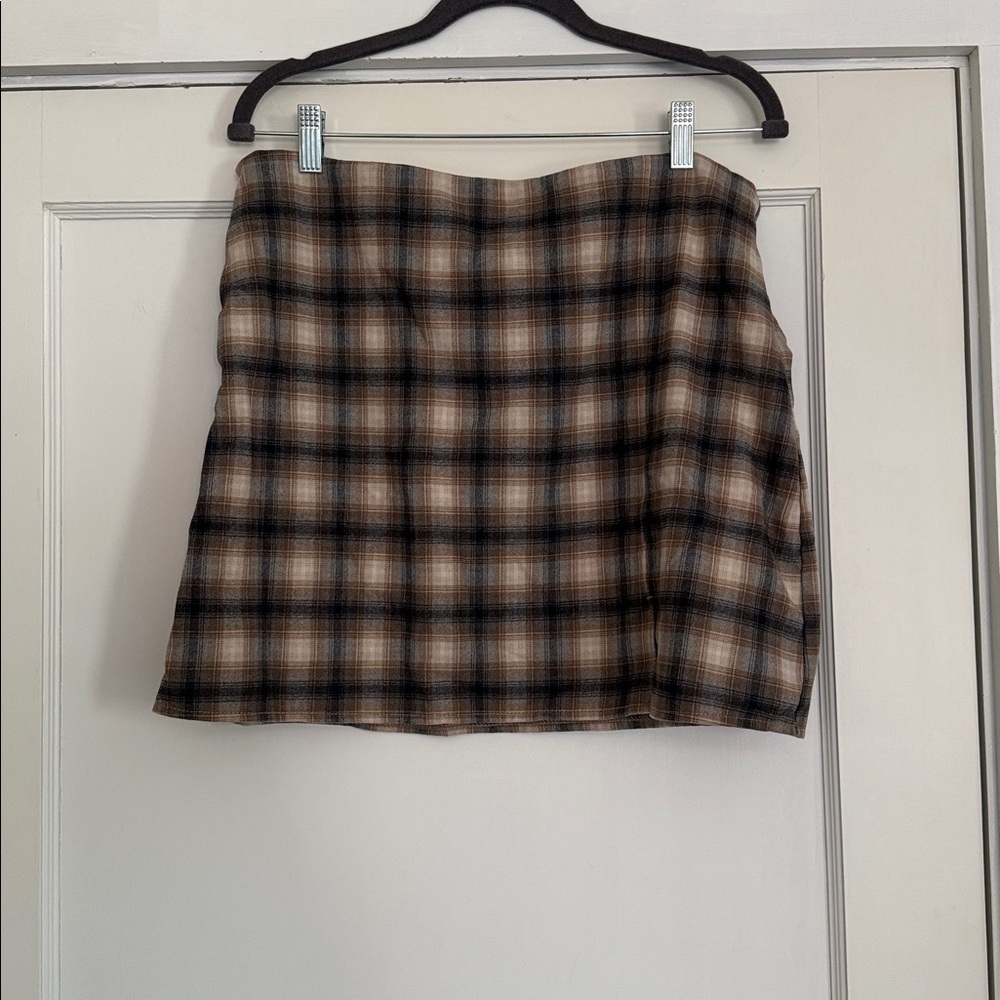 Blue/Cream Plaid Mini Skirt